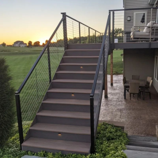 Metal Stair Railing with Wire Rope